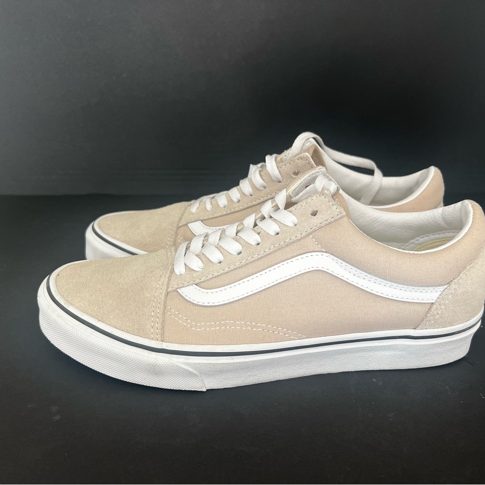 Vans Beige Low-Top Sneakers with White Side Stripe
